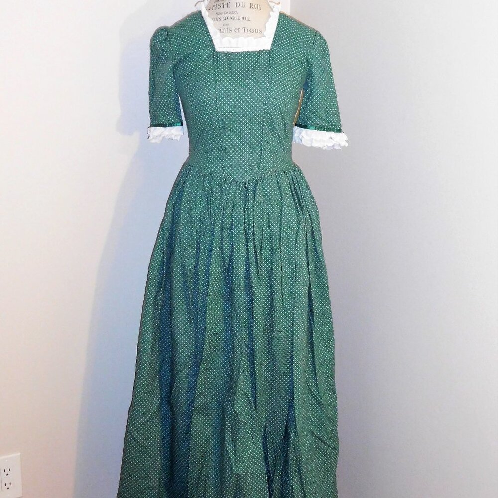 Handmade Green Calico Colonial Dress